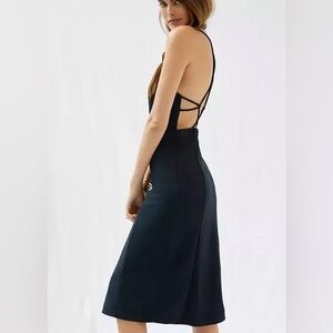 Anthropologie NWT strappy black midi dress size small